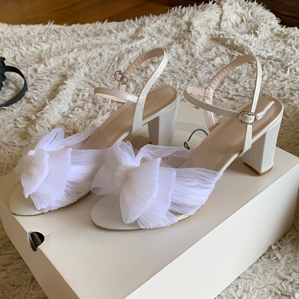 White ribbon heels